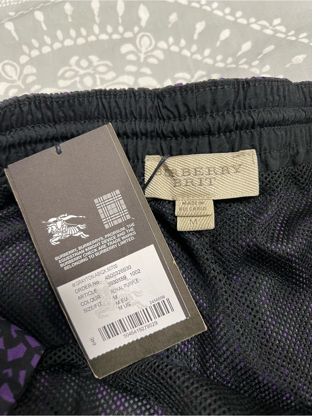 Burberry Black and Purple Mesh-Lined Athletic Shorts - Picture 3 of 5